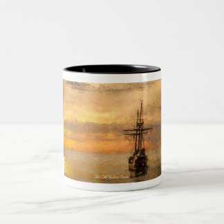 Old Ship Sailing to sunset   Two-Tone Coffee Mug
