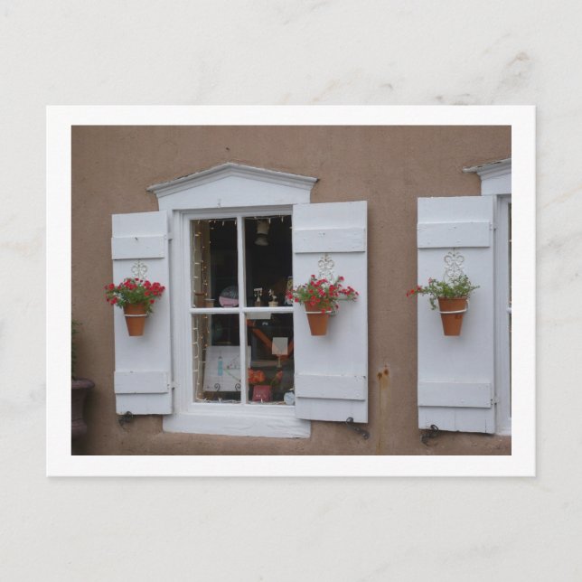 Old Shutter Windows Santa Fe New Mexico Postcard (Front)