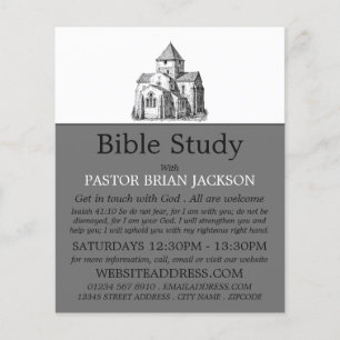 Old Sketched Church, Christian Bible Class Advert Flyer