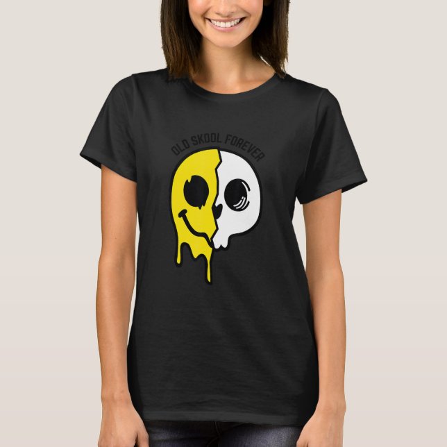 Old Skool Forever Skull Face Original Raver Raving T-Shirt (Front)