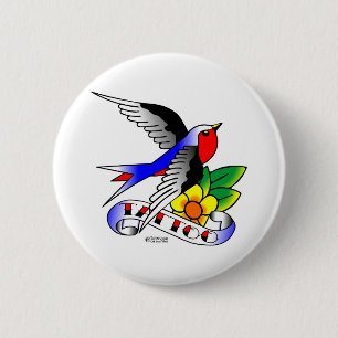 Old Skool Swallow Tattoo 6 Cm Round Badge
