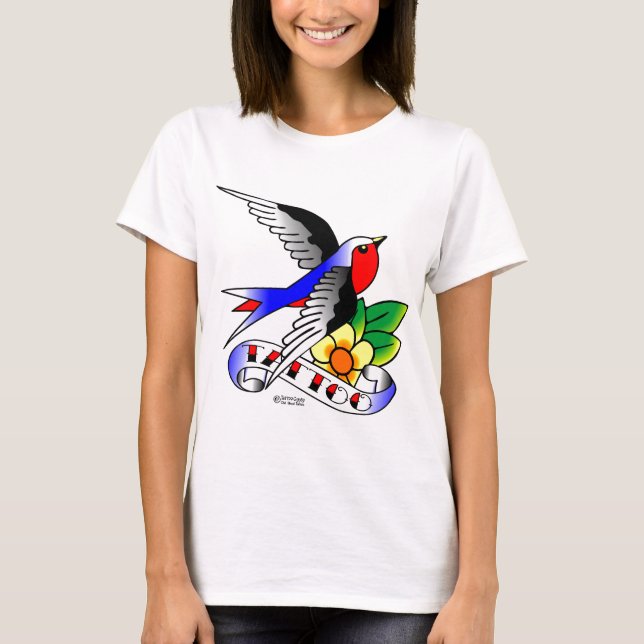 Old Skool Swallow Tattoo T-Shirt (Front)