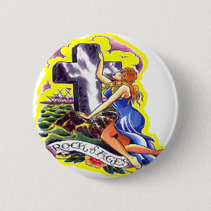 Old Skool Tattoo Rock Of Ages 6 Cm Round Badge