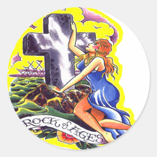 Old Skool Tattoo Rock Of Ages Classic Round Sticker