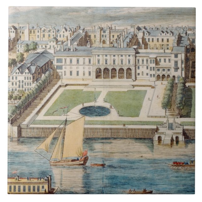 Old Somerset House on the Strand, engraved by Jean Ceramic Tile (Front)