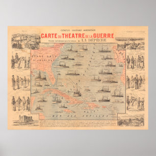Old Spanish American War Map (1898)  Poster