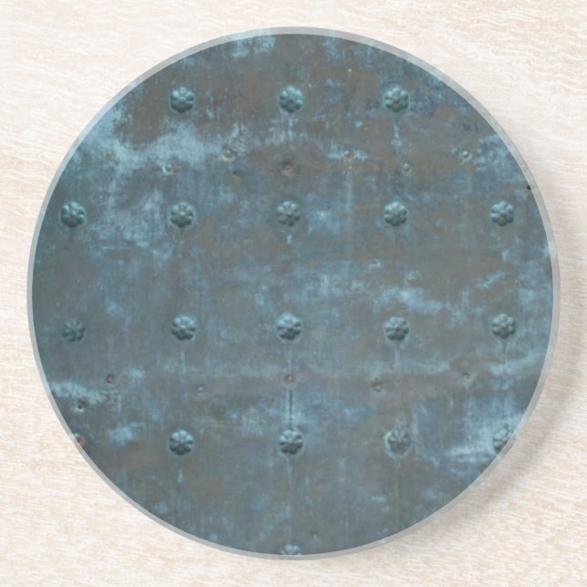 Old Spanish Copper Tarnished Metal Door Coaster (Front)