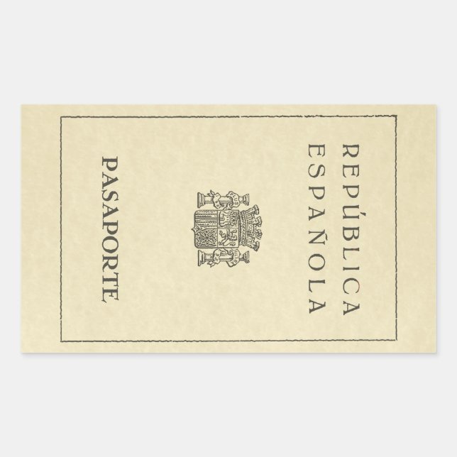 Old Spanish Republic passport (sepia paper) Rectangular Sticker (Front)