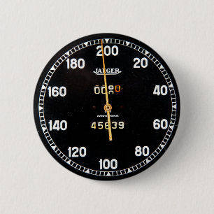 Old speedometer gauge from a vintage race car 6 cm round badge