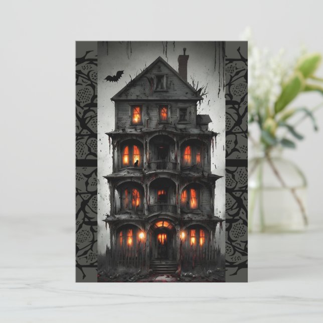Old Spooky House Halloween Party Invitation (Standing Front)