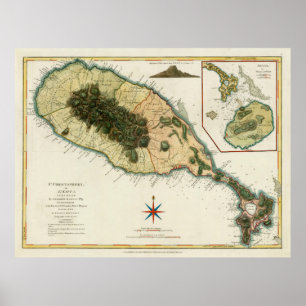 Old St Kitts Map (1794) Vintage Saint Christopher  Poster