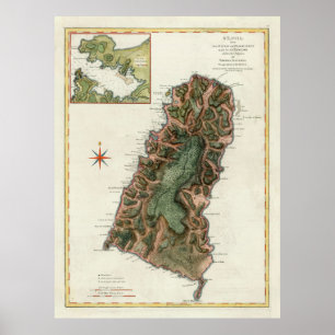 Old St Lucia Island Map (1794)  Poster