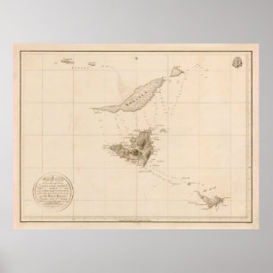 Old St Martins, Anguilla & St Barts Island Map Poster