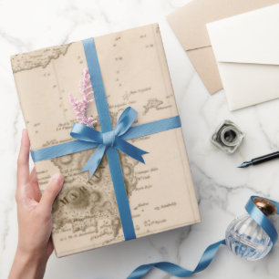 Old St Martins, Anguilla & St Barts Island Map  Wrapping Paper