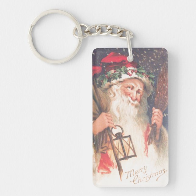 Old St. Nicholas with Lantern Vintage Keychain (Front)