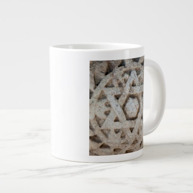 Old Star of David carving, Israel Large Coffee Mug (Front Right)