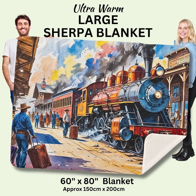 Old Steam Engine Locomotive Train in Station Sherpa Blanket (Creator Uploaded)