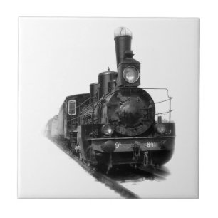 Old steam locomotive ceramic tile