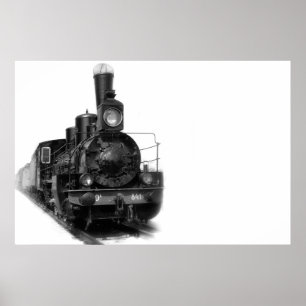 Old steam locomotive poster