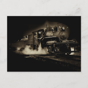 Old steam train along the Oregon coast - Postcard