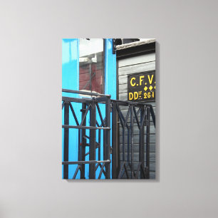 Old Steam Train Le Mastrou Blue Waggon Canvas Print