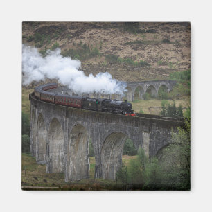 Old steam train on Glenfinnan Viaduct Magnet