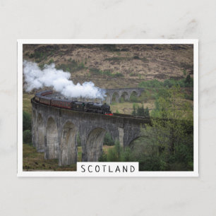 Old steam train on Glenfinnan Viaduct Postcard