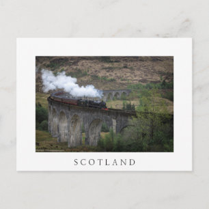 Old steam train on Glenfinnan Viaduct Postcard