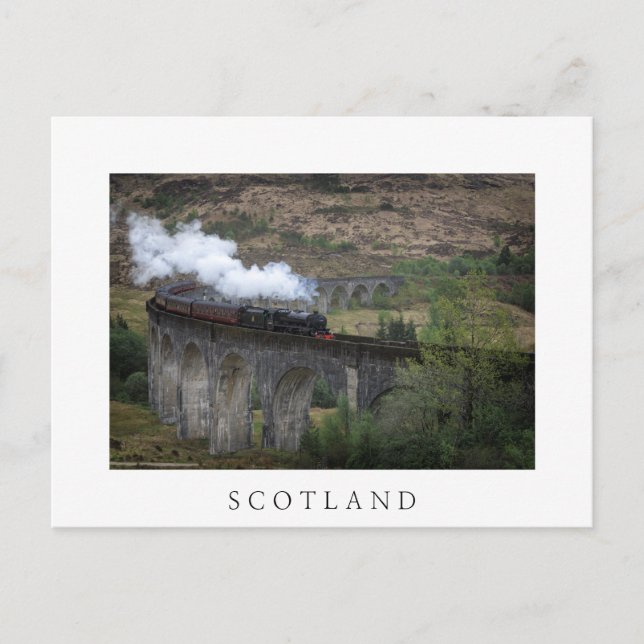Old steam train on Glenfinnan Viaduct Postcard (Front)