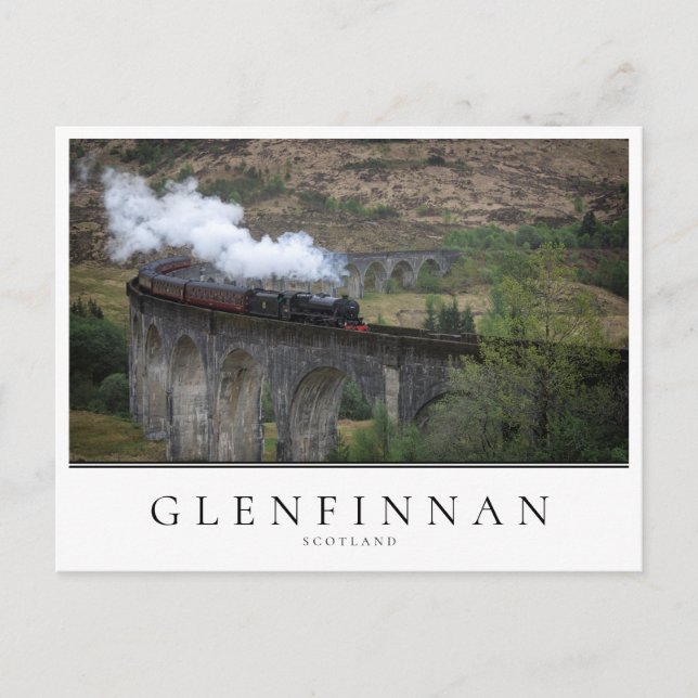 Old steam train on Glenfinnan Viaduct Postcard (Front)