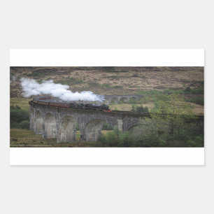 Old steam train on Glenfinnan Viaduct Rectangular Sticker