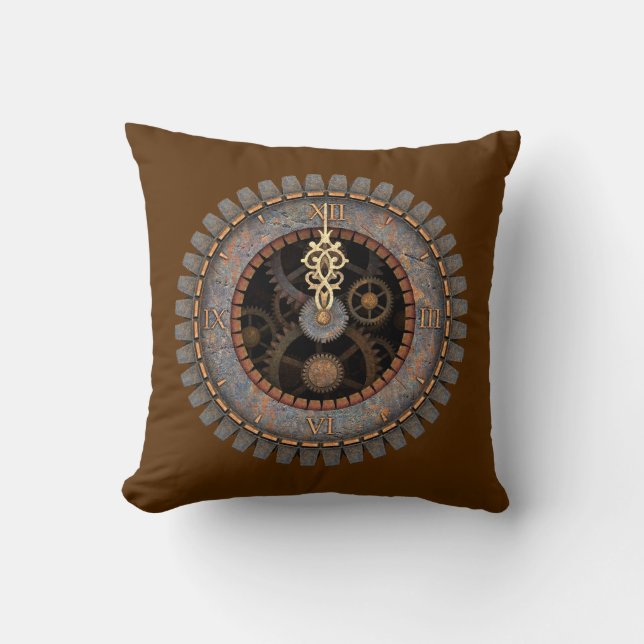 Old Steampunk Clock #1C Cushion (Front)