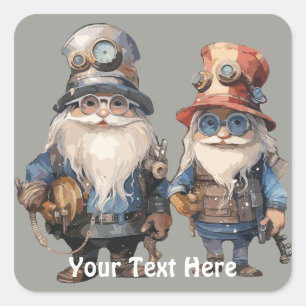 Old Steampunk Gentlemen off to work Square Sticker