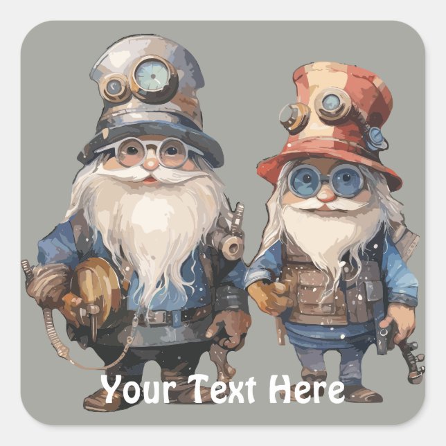 Old Steampunk Gentlemen off to work Square Sticker (Front)
