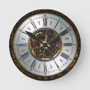 Old steampunk  vintage curiosity round clock