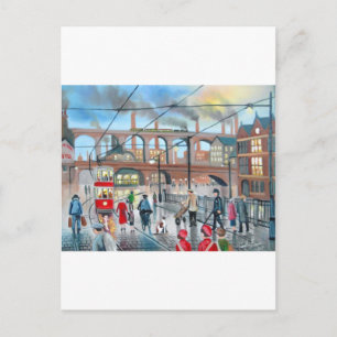 Old Stockport viaduct train oil painting Postcard