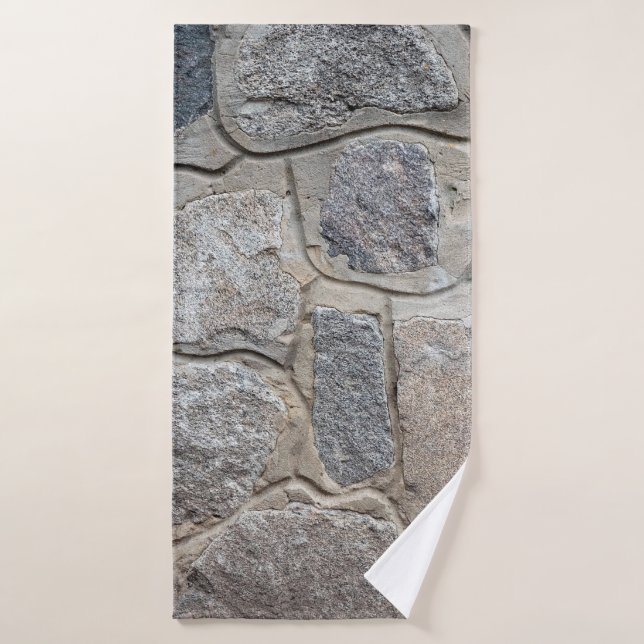 Old stone masonry textureabstract, architecture, h bath towel (Bath Towel)