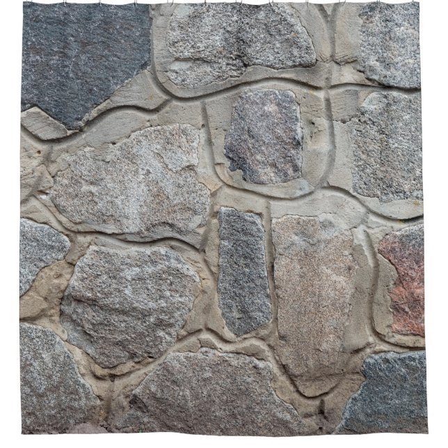 Old stone masonry textureabstract, architecture, h shower curtain (Front)