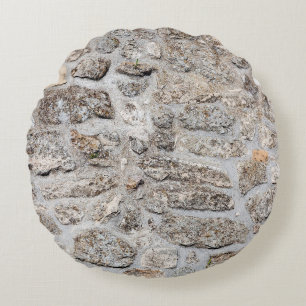 Old stone wall at belgrade fortress, belgrade ser round cushion