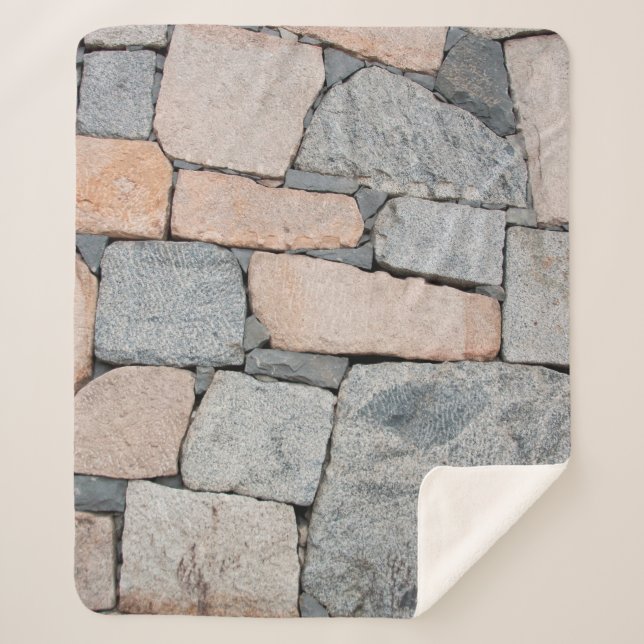 Old stone wall of ancient castle. abstract,ancient sherpa blanket (Front)