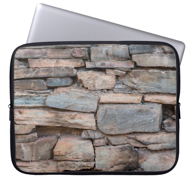 Old stone wall texture backgroundabstract, antique laptop sleeve (Front)