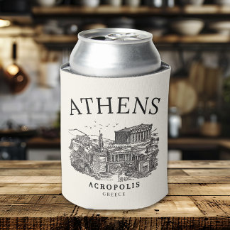 Old-Style Acropolis of Athens Print Can Cooler