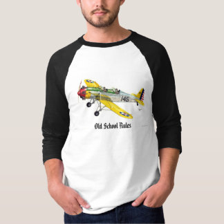 Old style aeroplane with "OLD SCHOOL RULES" T-Shirt