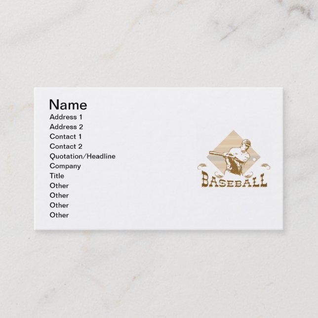 Old Style Baseball T-shirts and Gifts Business Card (Front)