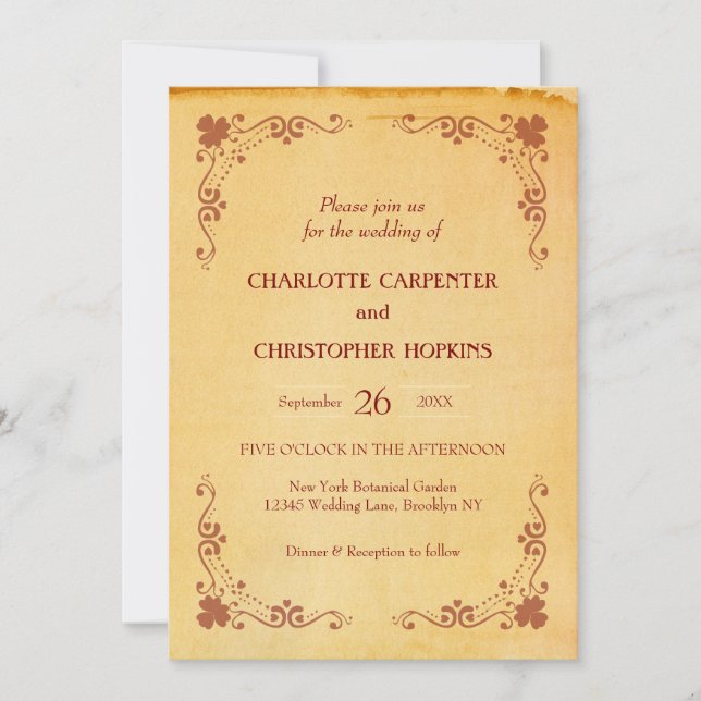 Old style Charming Wedding Invitation (Front)