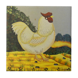 Old Style Chicken Painting Ceramic Tile