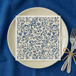 Old-Style Delftware Blue and creame Floral Napkin