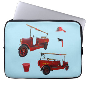 Old Style Fire Fighting Trucks And Axe, Laptop Sleeve