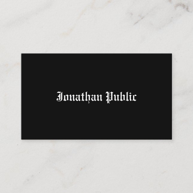 Old Style Font Professional Black And White Business Card (Front)