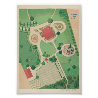 Old style garden plan poster